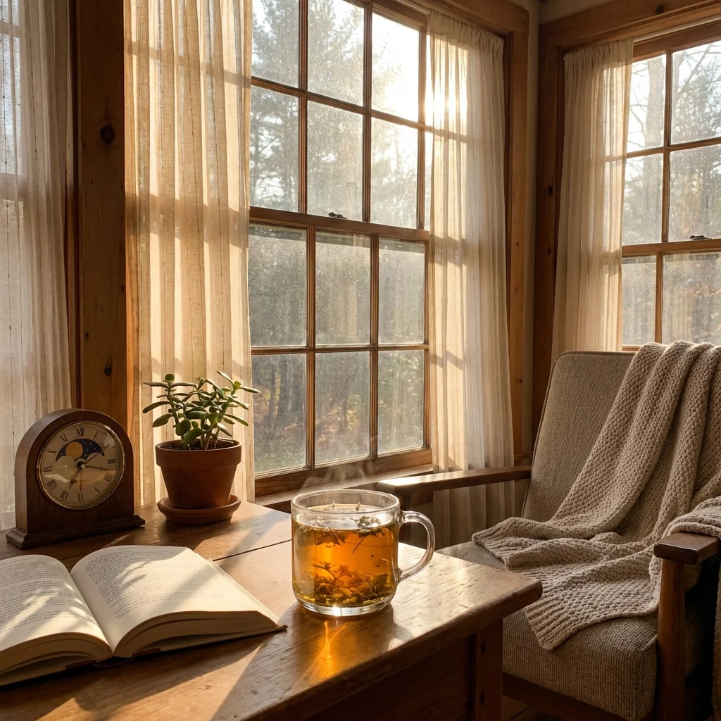 Morning calm ritual with tea